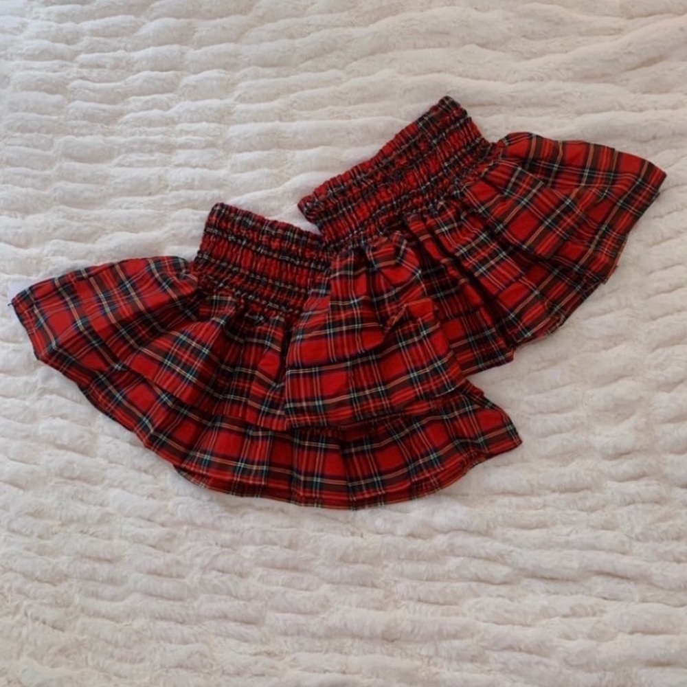 layered ruffle christmas pattern skirt